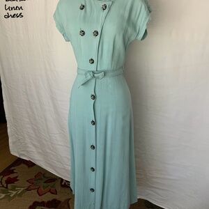 Seafoam Green 1940s Linen dress Size 2